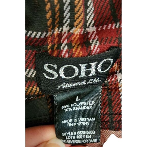 Vintage Y2K  Pants Womens Size L Red Stretch Punk Rock Plaid Taper Leg - Picture 5 of 6